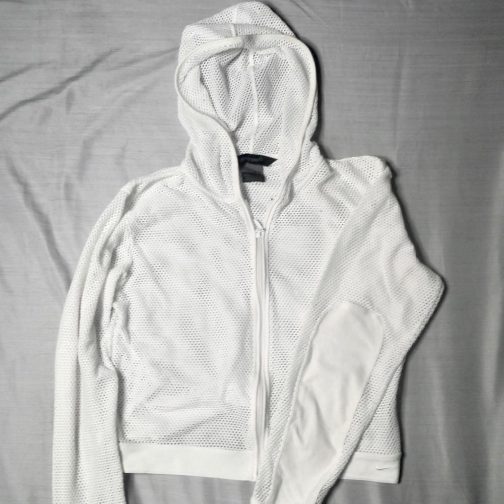 White Nike Mesh Sweater